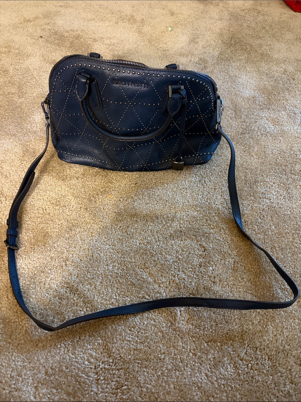 Unknown Brand Navy Quilted Studded Satchel